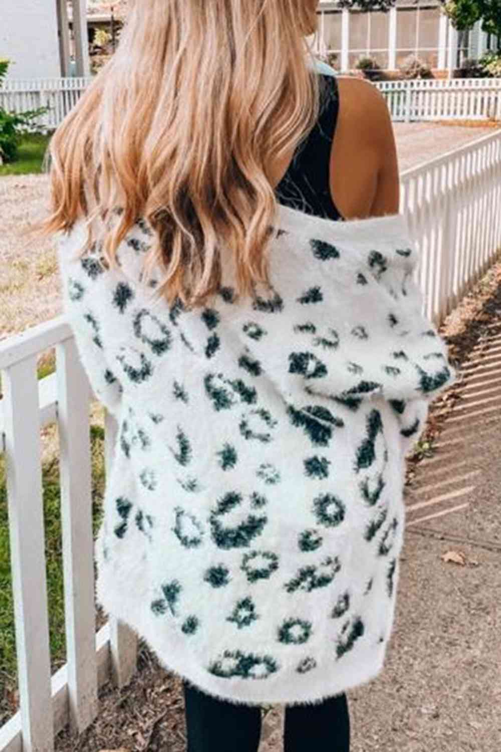 Leopard Open Front Cardigan with Pockets BLUE ZONE PLANET