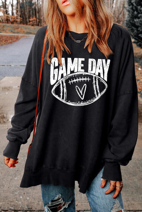 GAME DAY Graphic Slit Sweatshirt BLUE ZONE PLANET