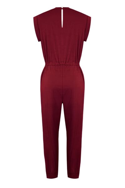 Drawstring Round Neck Sleeveless Jumpsuit Trendsi