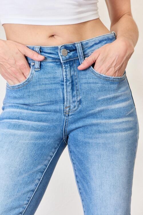 RISEN Full Size Mid Rise Skinny Jeans BLUE ZONE PLANET