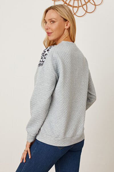 Leopard Half Zip Dropped Shoulder Sweatshirt-TOPS / DRESSES-[Adult]-[Female]-2022 Online Blue Zone Planet