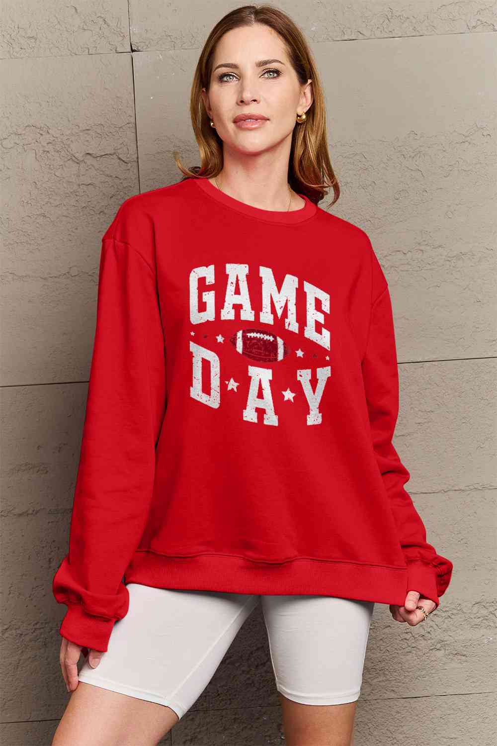 Simply Love Full Size GAME DAY Graphic Sweatshirt BLUE ZONE PLANET