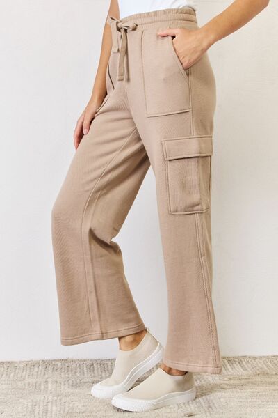 RISEN High Waist Cargo Wide Leg Pants-BOTTOM SIZES SMALL MEDIUM LARGE-[Adult]-[Female]-2022 Online Blue Zone Planet