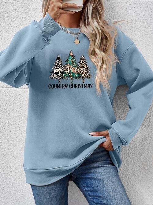 Graphic Round Neck Dropped Shoulder Sweatshirt BLUE ZONE PLANET