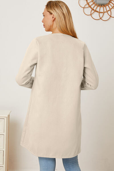 Open Front Pocketed Long Sleeve Coat-TOPS / DRESSES-[Adult]-[Female]-2022 Online Blue Zone Planet