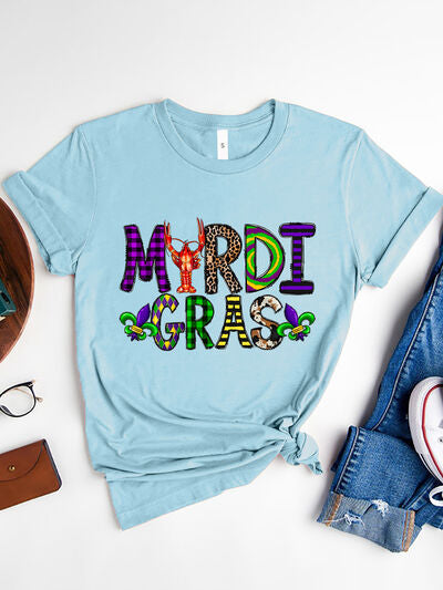 MARDI GRAS Round Neck Short Sleeve T-Shirt BLUE ZONE PLANET