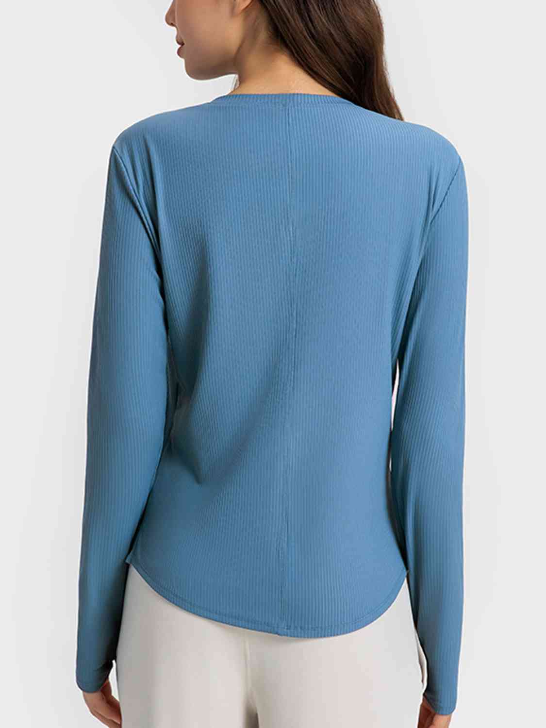 Round Neck Long Sleeve Sport Top BLUE ZONE PLANET