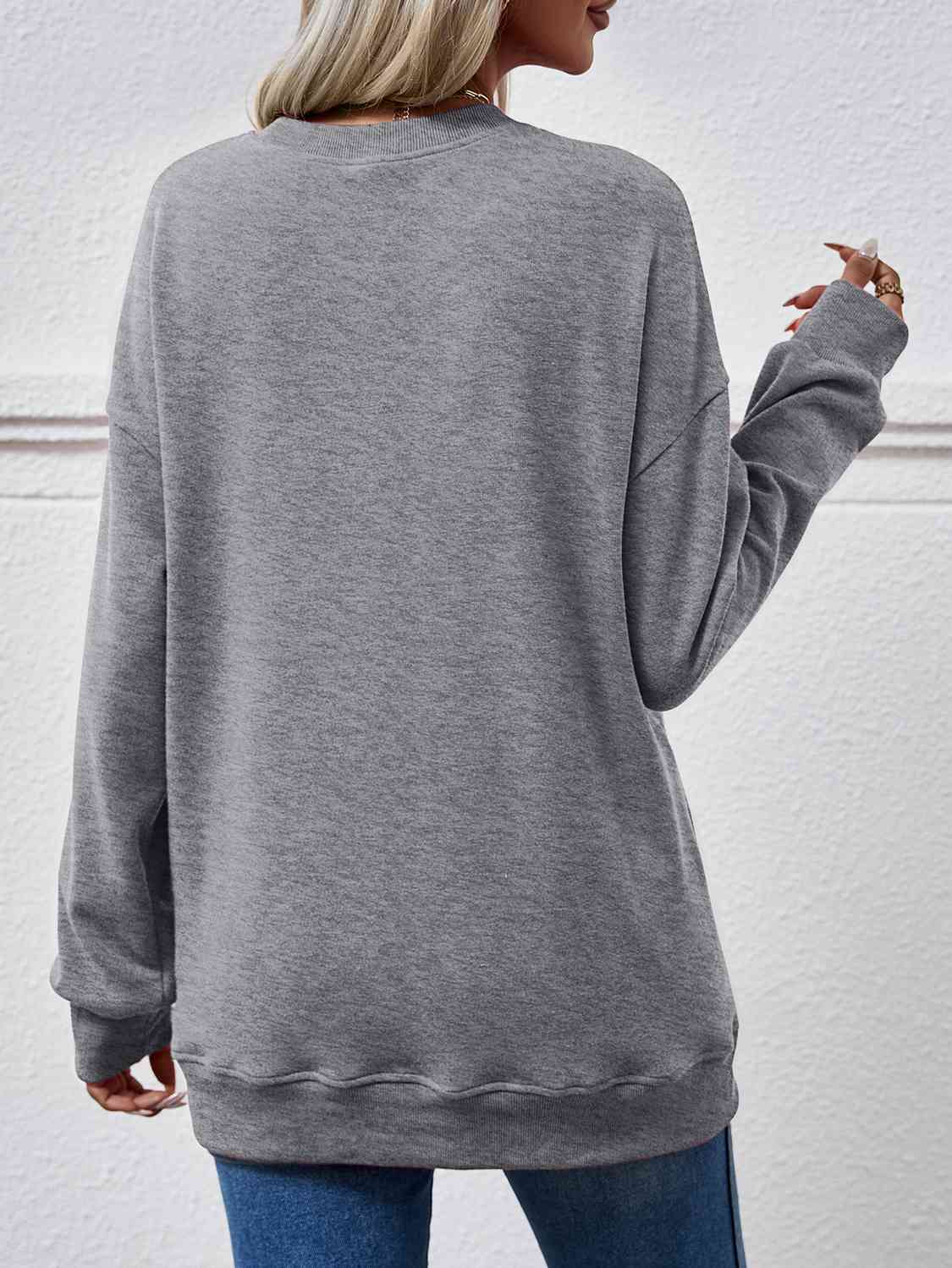 Dropped Shoulder Sweatshirt with Pockets BLUE ZONE PLANET