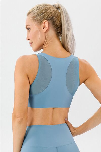 Blue Zone Planet |  Round Neck Wide Strap Active Bra BLUE ZONE PLANET