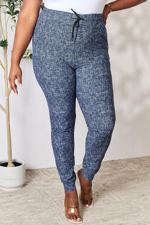 LOVEIT Heathered Drawstring Leggings with Pockets BLUE ZONE PLANET