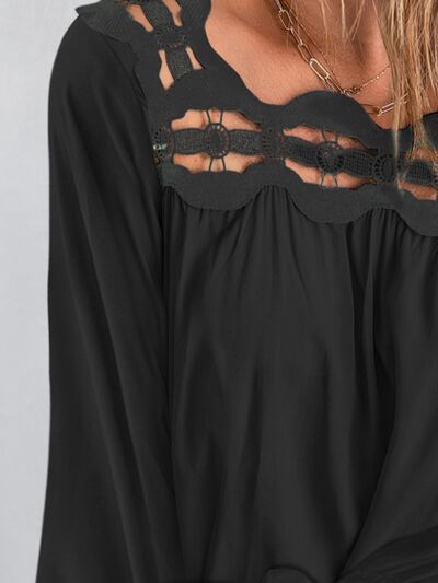 Cutout Square Neck Long Sleeve Blouse Trendsi