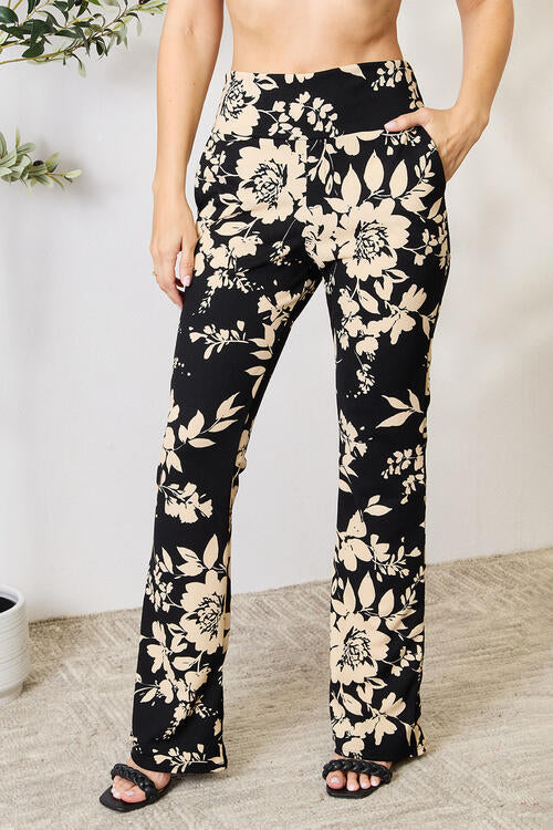 Heimish Full Size High Waist Floral Flare Pants BLUE ZONE PLANET