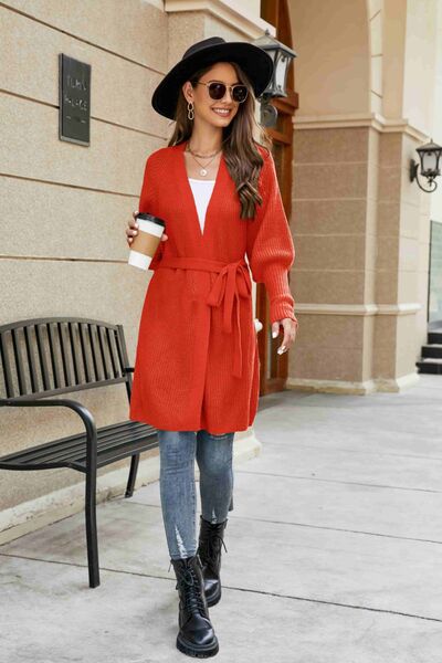 Open Front Lantern Sleeve Cardigan-TOPS / DRESSES-[Adult]-[Female]-2022 Online Blue Zone Planet