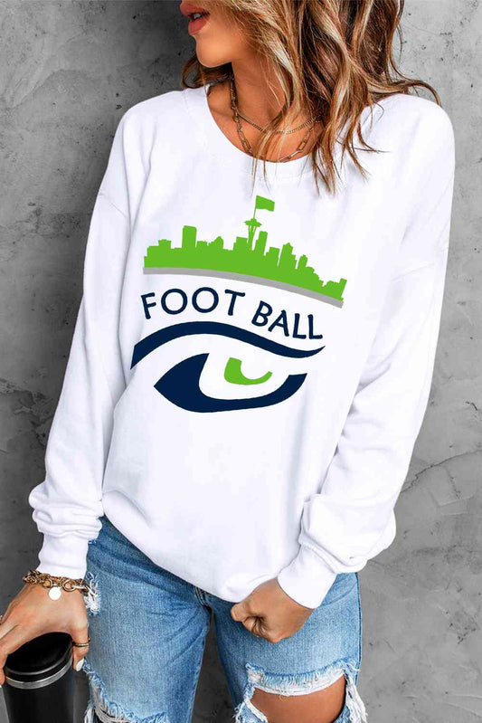 FOOTBALL Graphic Long Sleeve Sweatshirt BLUE ZONE PLANET