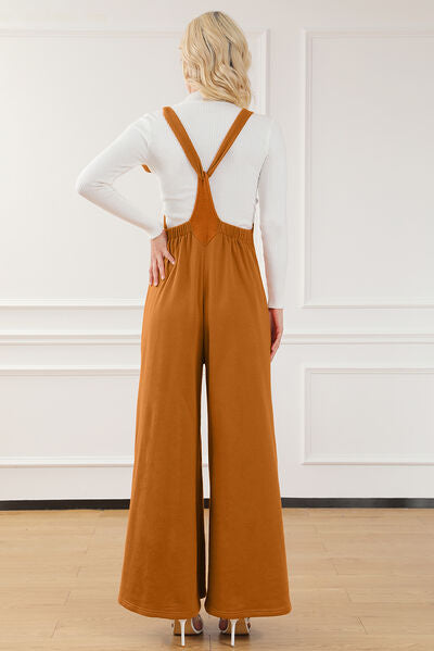 Pocketed Square Neck Wide Strap Jumpsuit Trendsi