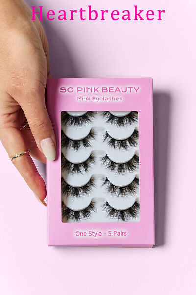 SO PINK BEAUTY Mink Eyelashes 5 Pairs Trendsi