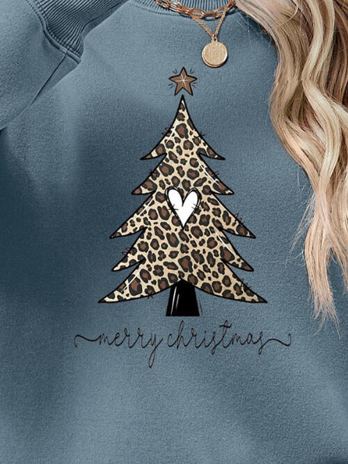 Christmas Tree Graphic Long Sleeve Sweatshirt BLUE ZONE PLANET