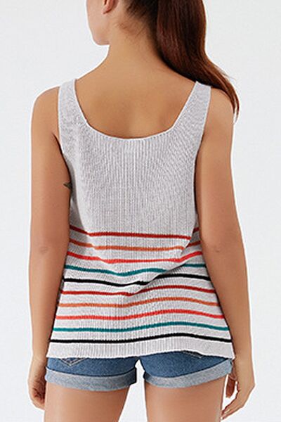 Blue Zone Planet |  Striped V-Neck Wide Strap Tank BLUE ZONE PLANET