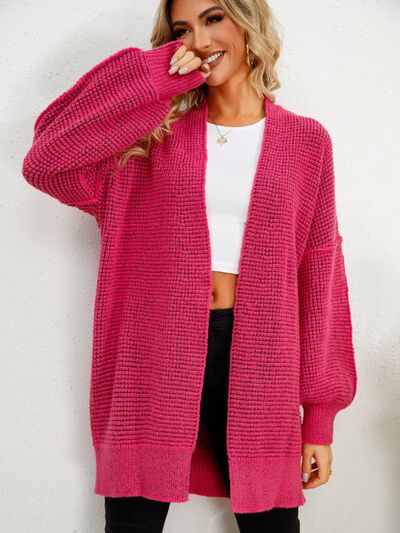 Open Front Dropped Shoulder Cardigan Trendsi