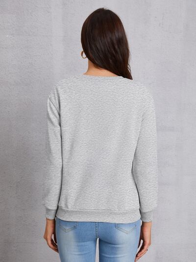 Round Neck Dropped Shoulder Sweatshirt Trendsi