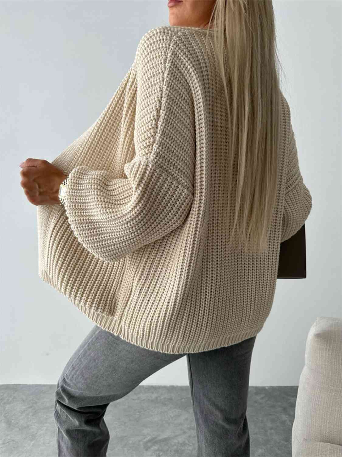 Open Front Dropped Shoulder Cardigan BLUE ZONE PLANET