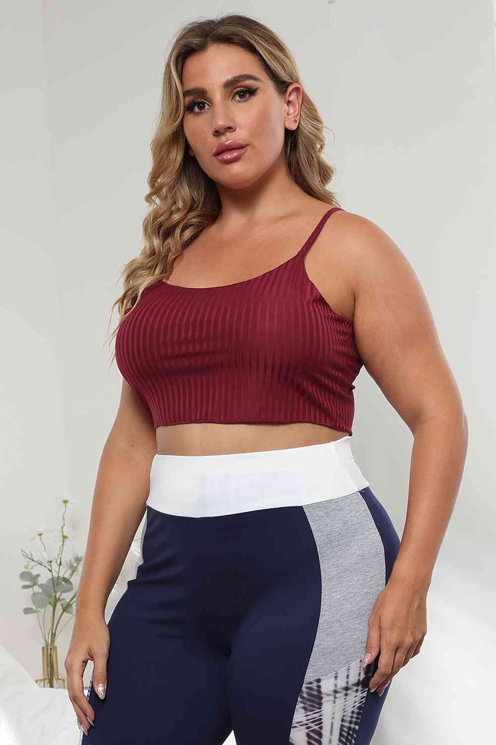 Plus Size Ribbed Spaghetti StrapTop BLUE ZONE PLANET