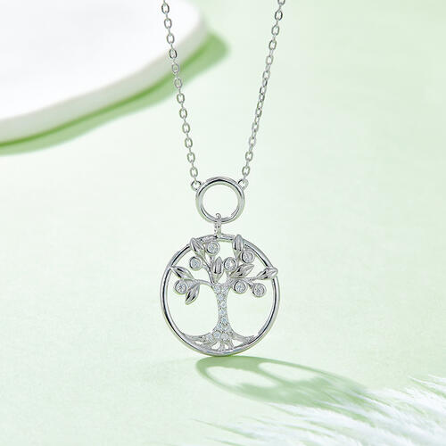 Moissanite 925 Sterling Silver Tree Of Life Pendant Necklace BLUE ZONE PLANET