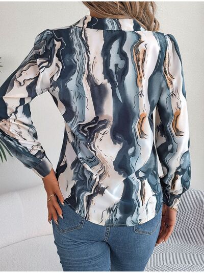 Blue Zone Planet |  Printed Button Up Long Sleeve Shirt BLUE ZONE PLANET