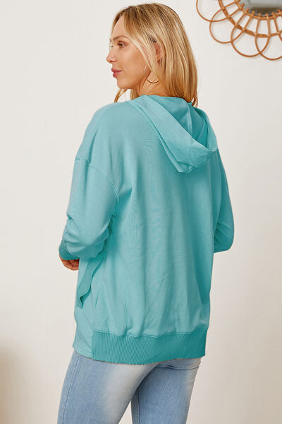 Half Snap Dropped Shoulder Hoodie-TOPS / DRESSES-[Adult]-[Female]-2022 Online Blue Zone Planet