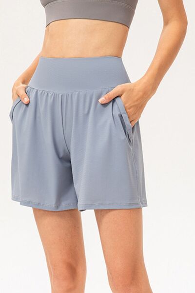 Pocketed Elastic Waist Active Shorts BLUE ZONE PLANET