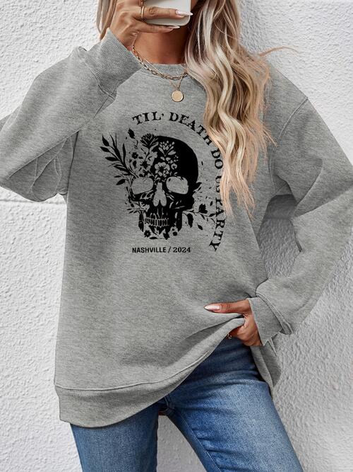 Graphic Round Neck Dropped Shoulder Sweatshirt BLUE ZONE PLANET