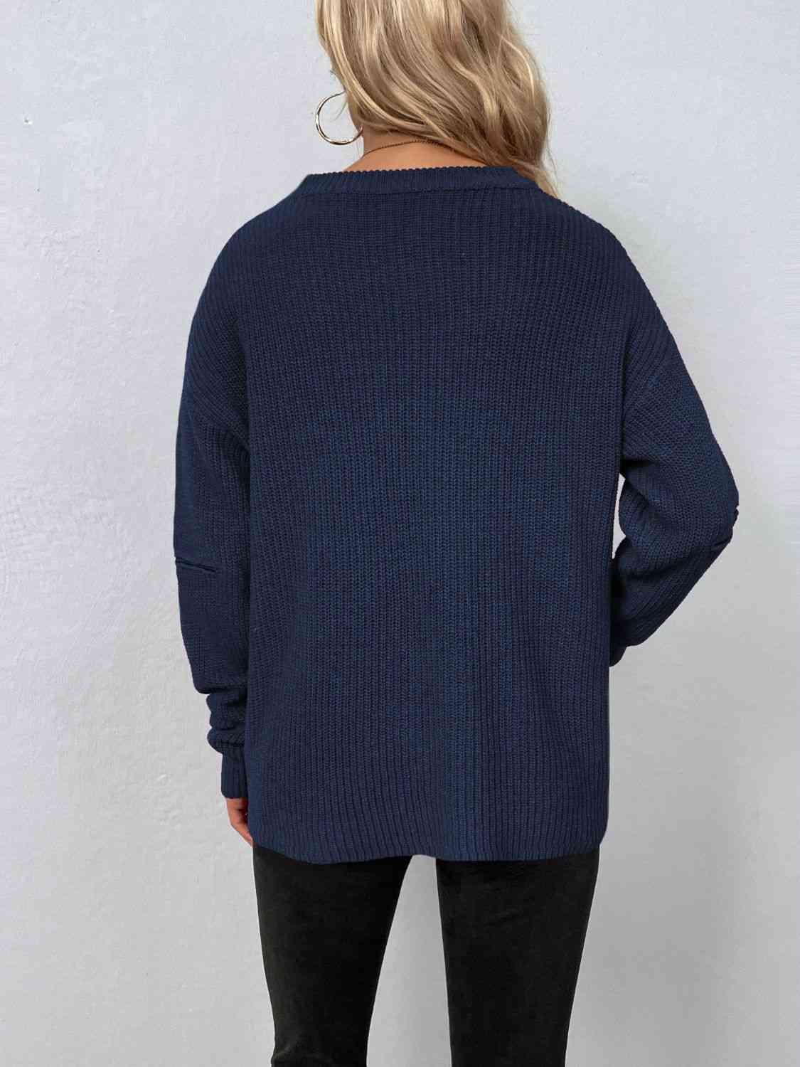 Cutout Zip Detail Sweater BLUE ZONE PLANET