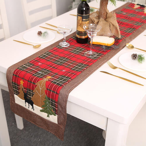 Plaid Christmas Element Table Runner BLUE ZONE PLANET