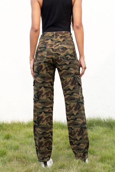 Blue Zone Planet |  Camouflage Straight Leg Cargo Pants BLUE ZONE PLANET