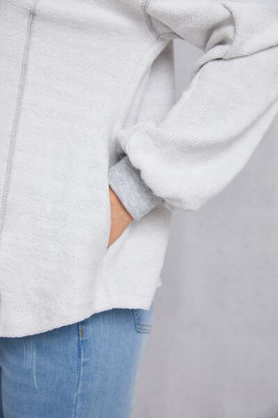 Half Button Dropped Shoulder Sweatshirt Trendsi