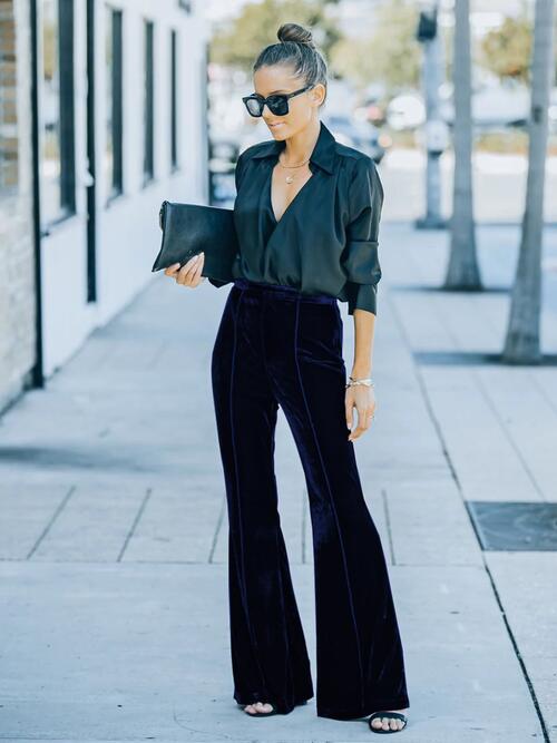 High Waist Flare Pants BLUE ZONE PLANET