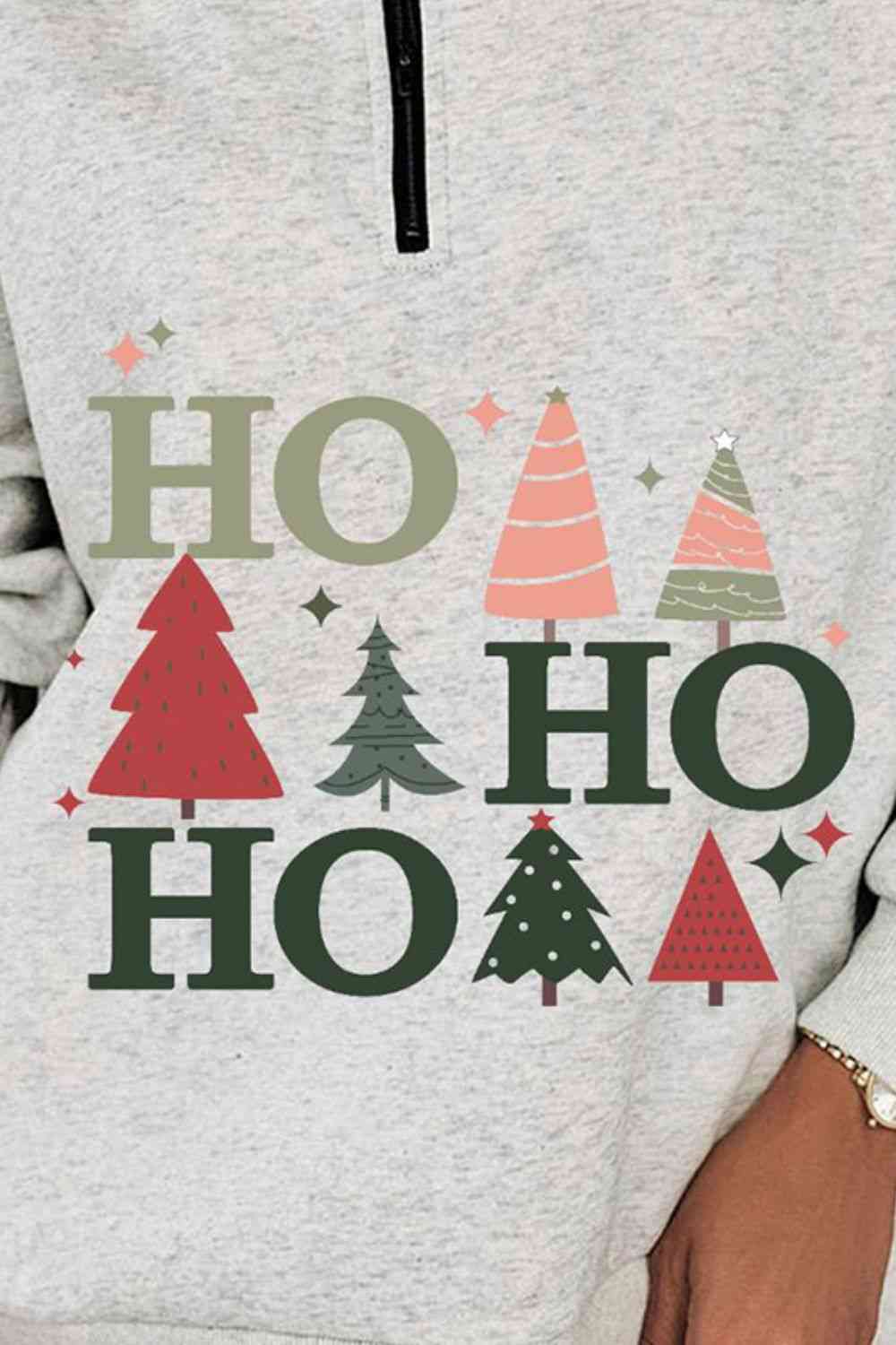 HO HO HO Christmas Tree Graphic Sweatshirt BLUE ZONE PLANET