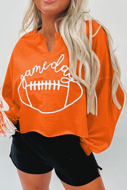 GAME DAY Ball Graphic Notched Sweatshirt BLUE ZONE PLANET