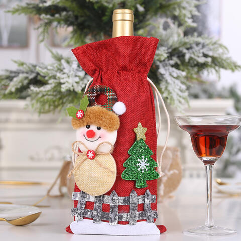 Blue Zone Planet |  Assorted 2-Piece Christmas Doll Wine Bottle Covers BLUE ZONE PLANET