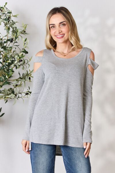 Blue Zone Planet |  Hailey & Co Cutout Cold Shoulder Long Sleeve Top BLUE ZONE PLANET