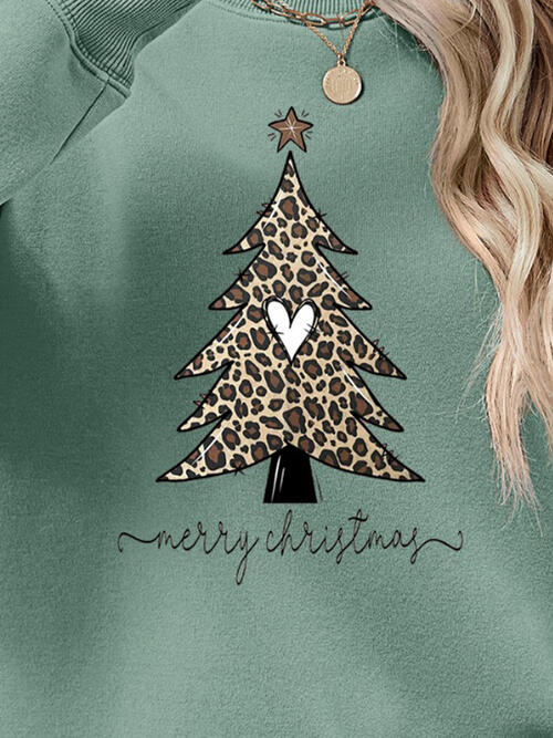 Christmas Tree Graphic Long Sleeve Sweatshirt BLUE ZONE PLANET