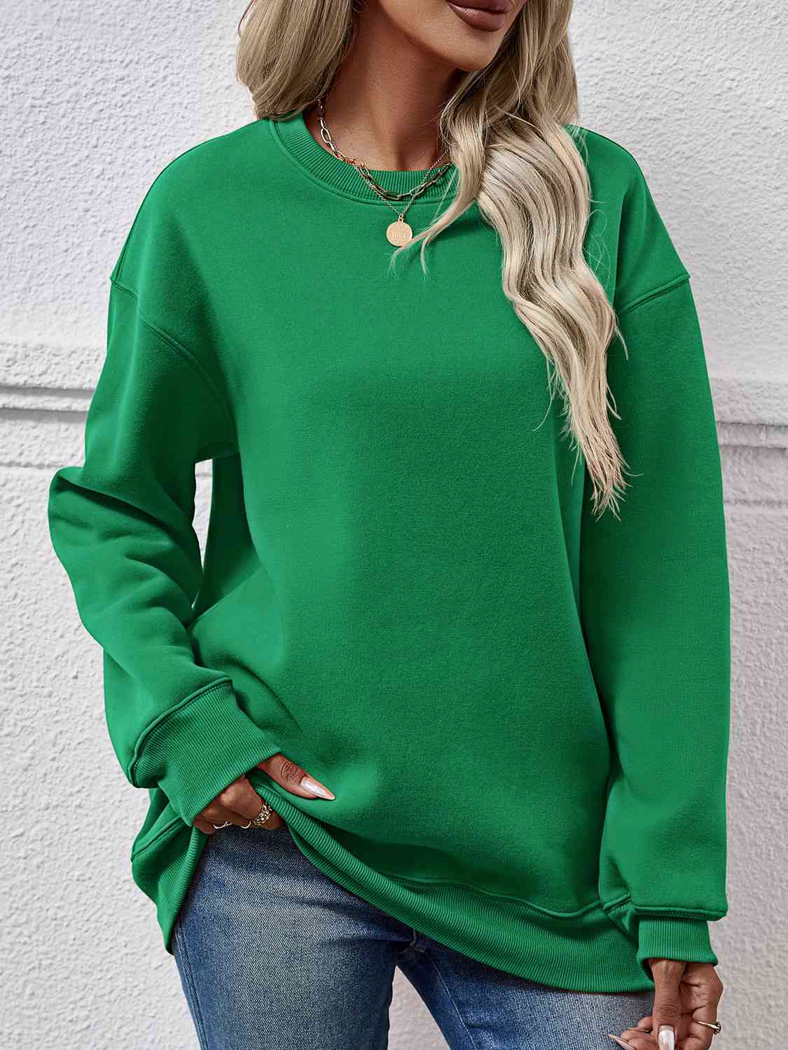 Round Neck Long Sleeve Sweatshirt BLUE ZONE PLANET