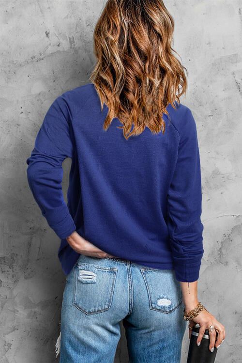 Round Neck Long Sleeve Sweatshirt BLUE ZONE PLANET