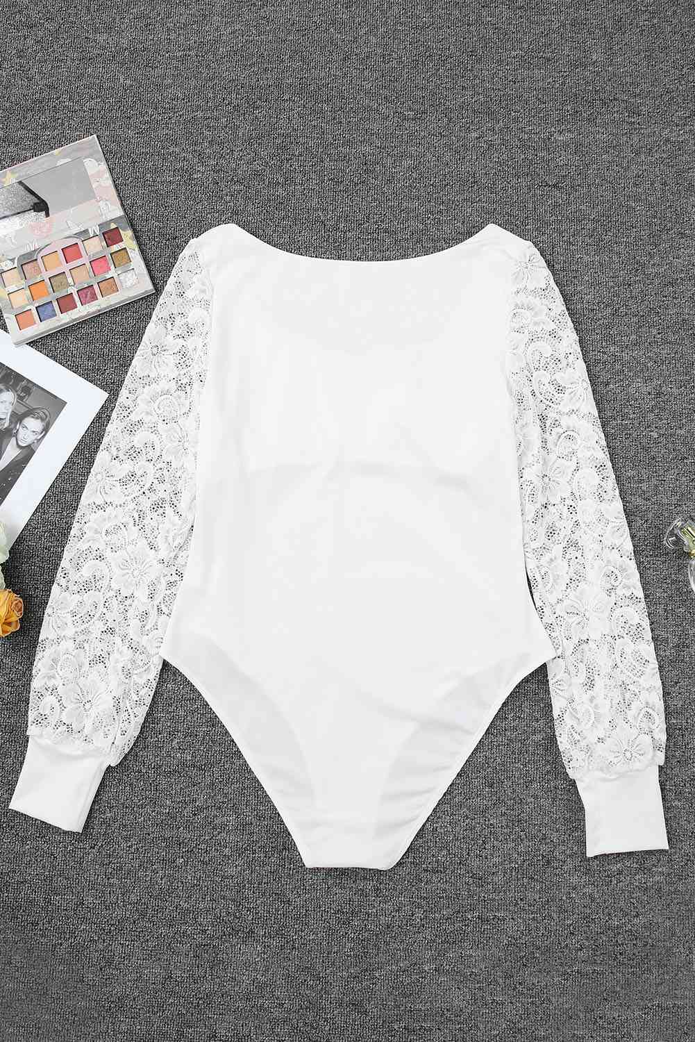 Lace Detail Scoop Neck Long Sleeve Bodysuit BLUE ZONE PLANET