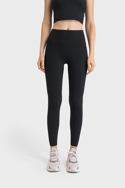 High Waist Active Pants-BOTTOM SIZES SMALL MEDIUM LARGE-[Adult]-[Female]-Black-One Size-2022 Online Blue Zone Planet