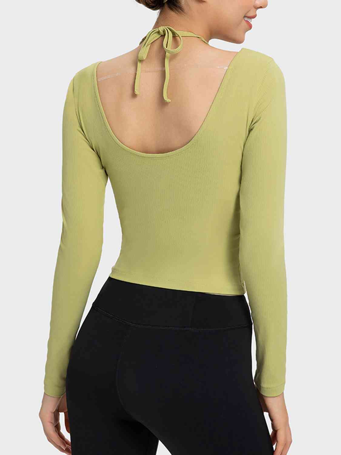 Halter Neck Long Sleeve Sporty Top BLUE ZONE PLANET