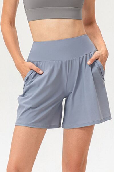 Pocketed Elastic Waist Active Shorts BLUE ZONE PLANET