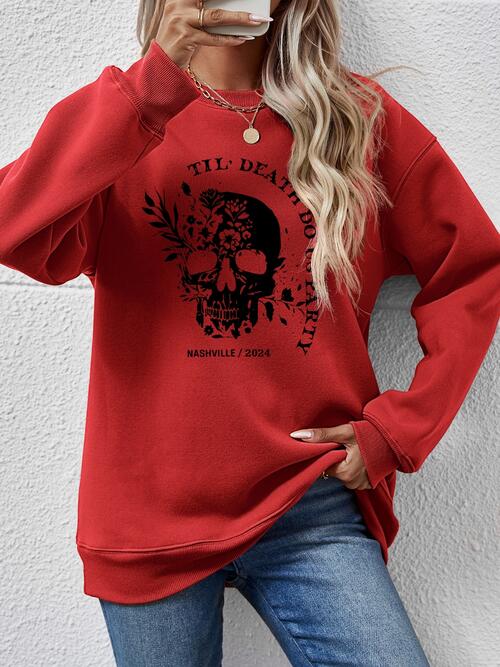 Graphic Round Neck Dropped Shoulder Sweatshirt BLUE ZONE PLANET