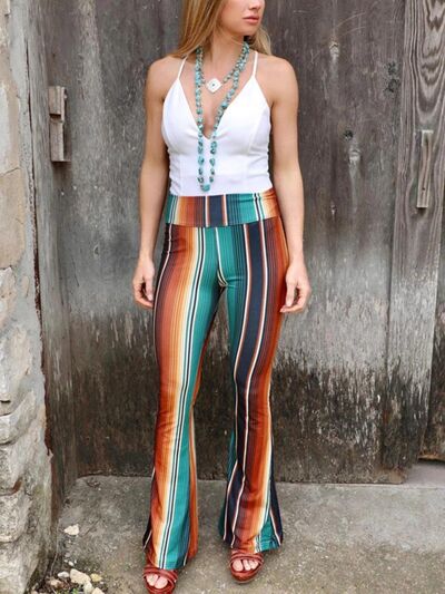 Blue Zone Planet |  High Waist Striped Bootcut Pants BLUE ZONE PLANET