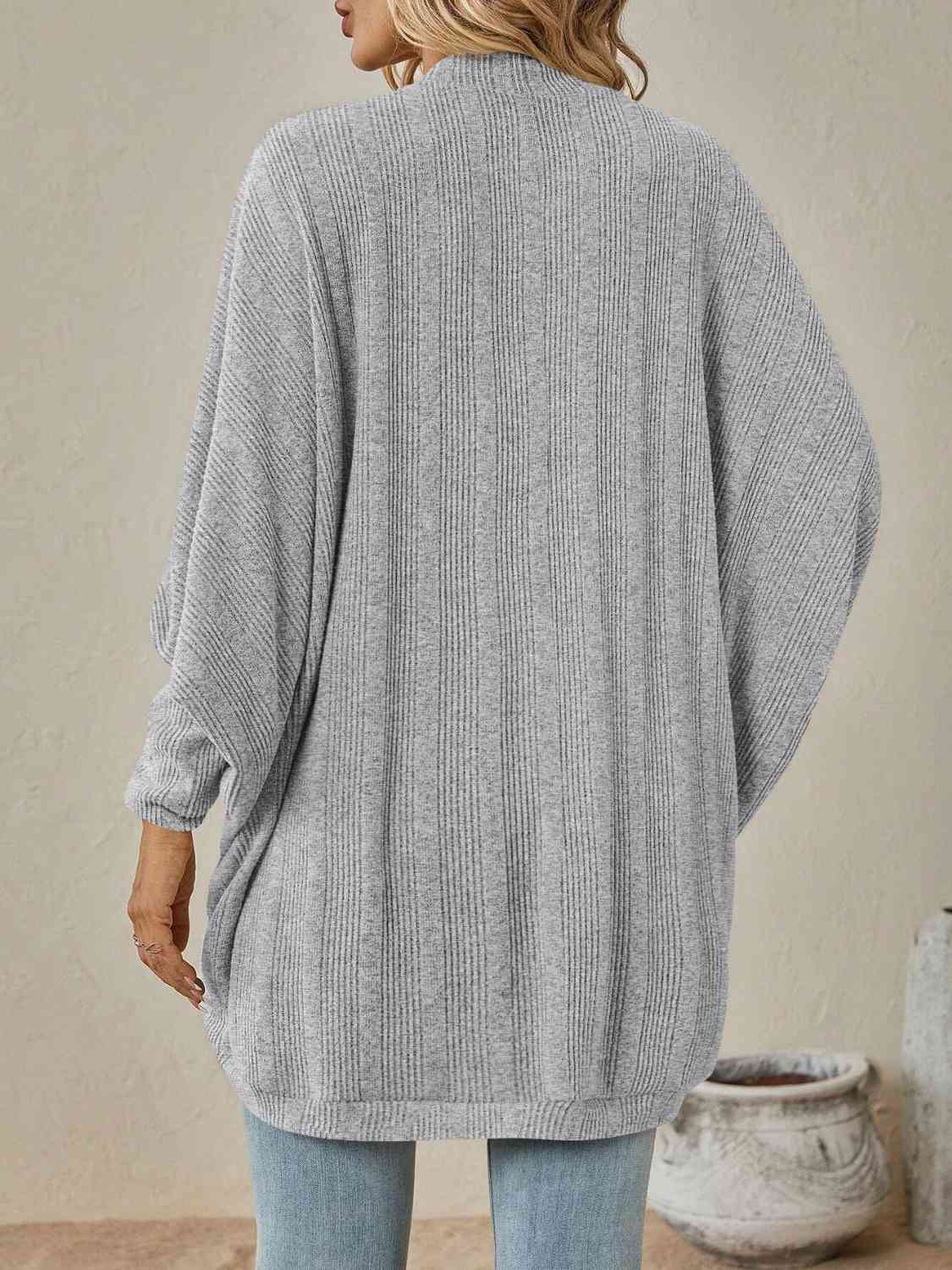 Open Front  Dropped Shoulder Cardigan BLUE ZONE PLANET